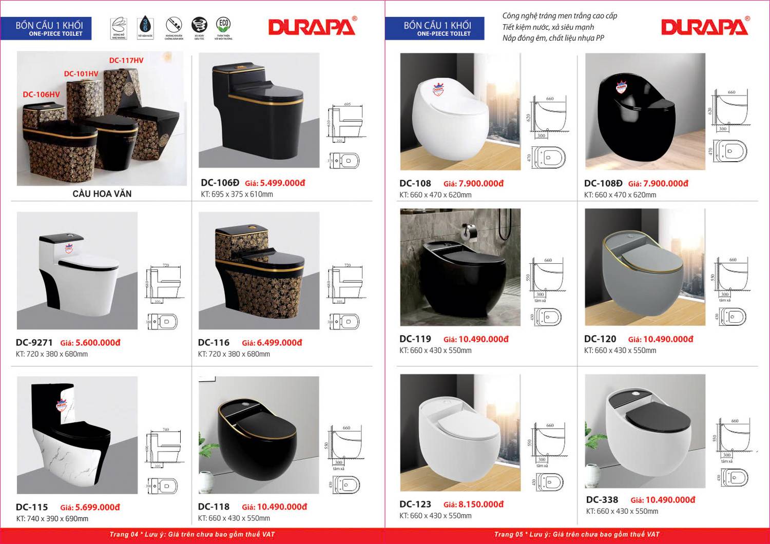 Thiết bị vệ sinh DURAPA Catalogue và Bảng giá mới nhất 2024 /page 3
